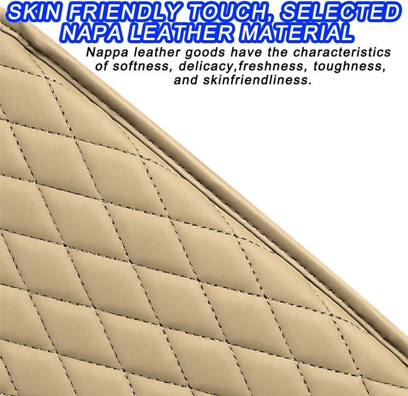 Mandark Car Center Console Cover, Microfiber Leather Vehicle Armrest Protector Cushion with 2 Storage Bags, Auto Interior Arm Rest Seat Box Pad Accessories, Universal for SUV, Sedan, Truck (Beige) - Image 3